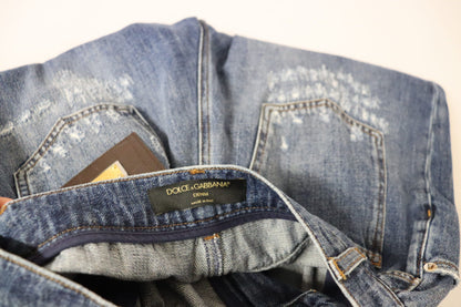 Dolce &amp; Gabbana – Blau verwaschene Hose mit hoher Taille und lockerer Passform
