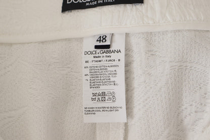 Dolce &amp; Gabbana White High Waist Culotte Cotton Shorts