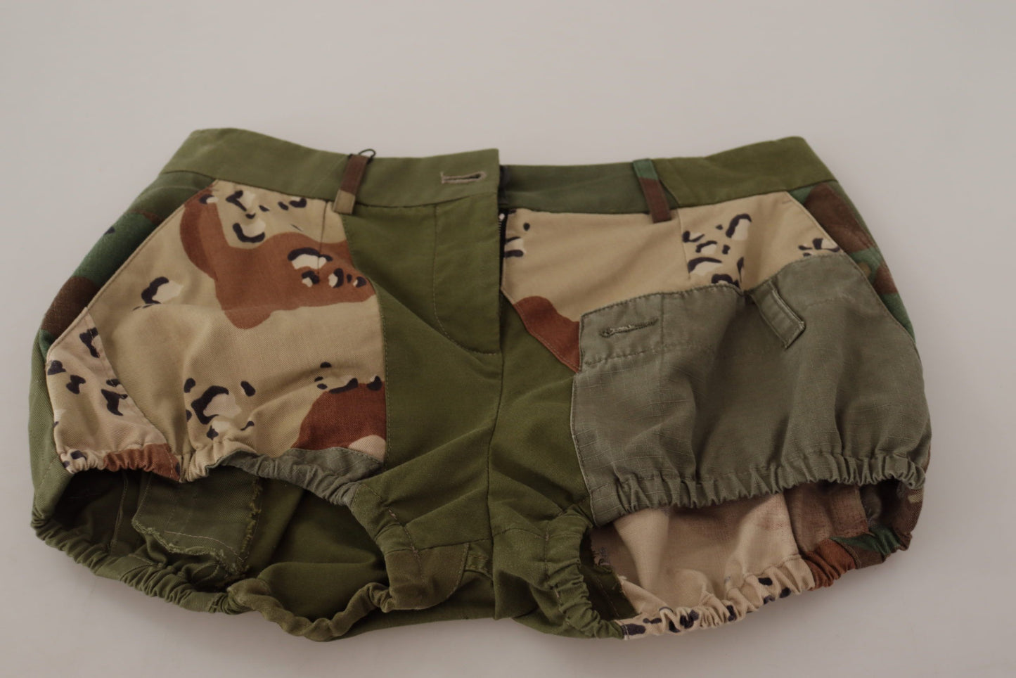 Dolce &amp; Gabbana Green High Waist Hot Pants Cotton Army Shorts
