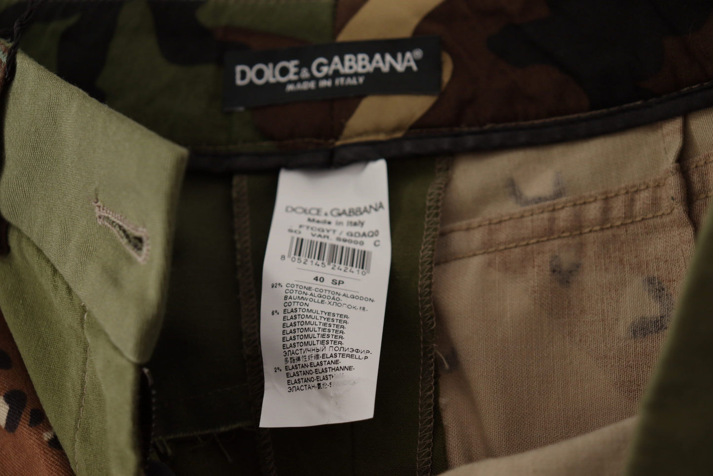 Dolce &amp; Gabbana Green High Waist Hot Pants Cotton Army Shorts