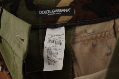 Dolce &amp; Gabbana Green High Waist Hot Pants Cotton Army Shorts
