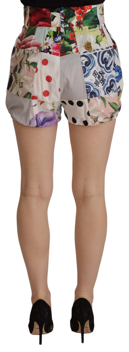 Dolce &amp; Gabbana Multicolor Patchwork High Waist Cotton Shorts
