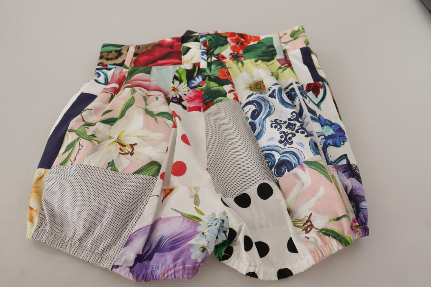Dolce &amp; Gabbana Multicolor Patchwork High Waist Cotton Shorts