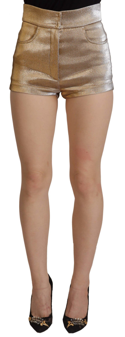 Dolce &amp; Gabbana Gold Cotton Blend Glittered Hot Shorts