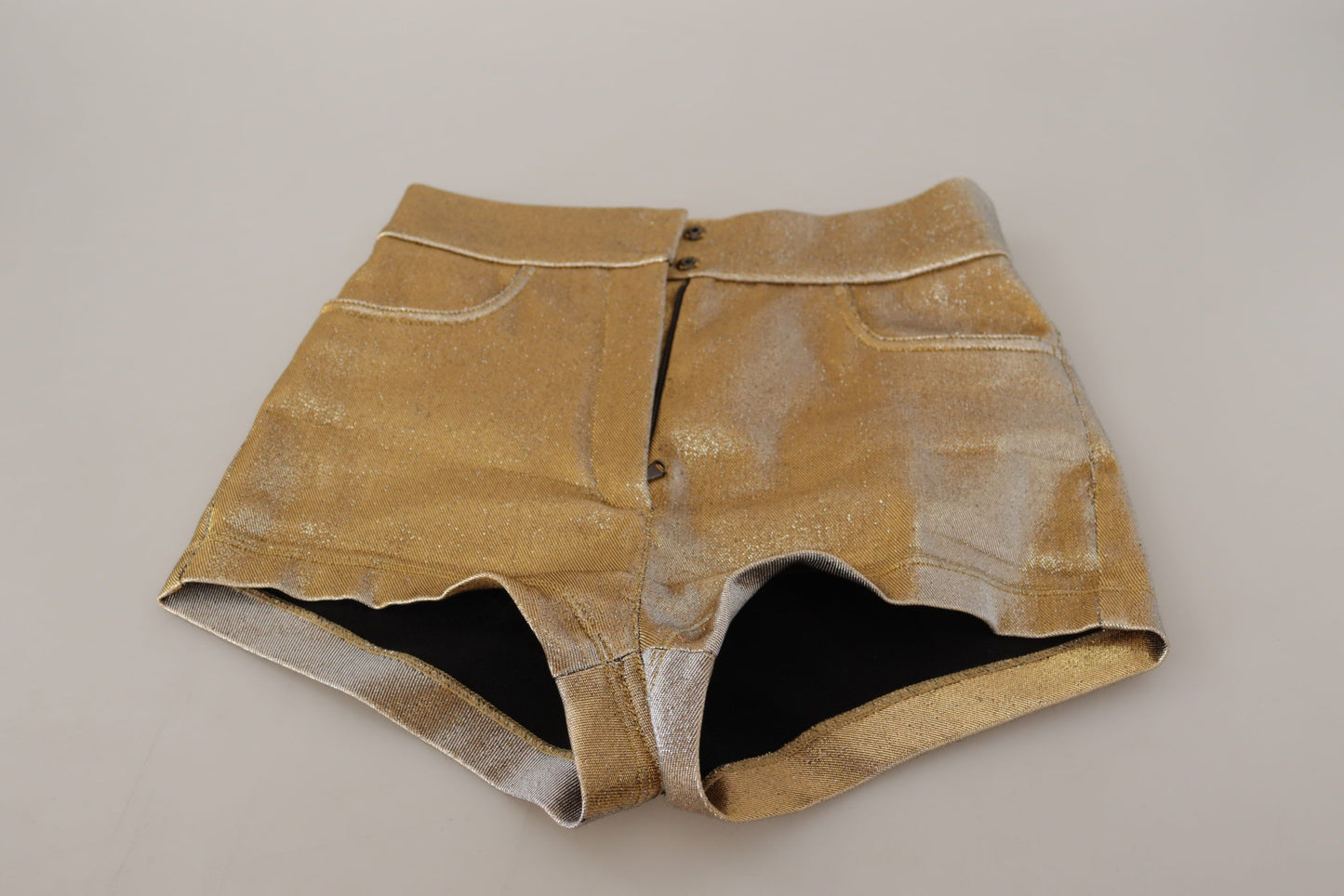 Dolce &amp; Gabbana Gold Cotton Blend Glittered Hot Shorts