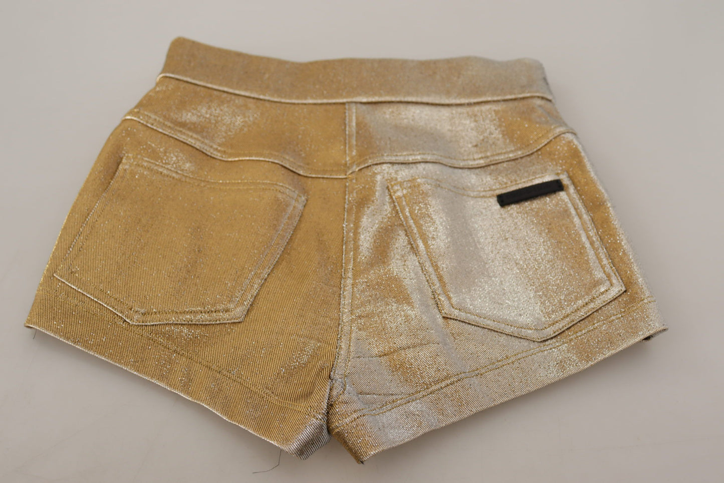 Dolce &amp; Gabbana Gold Cotton Blend Glittered Hot Shorts