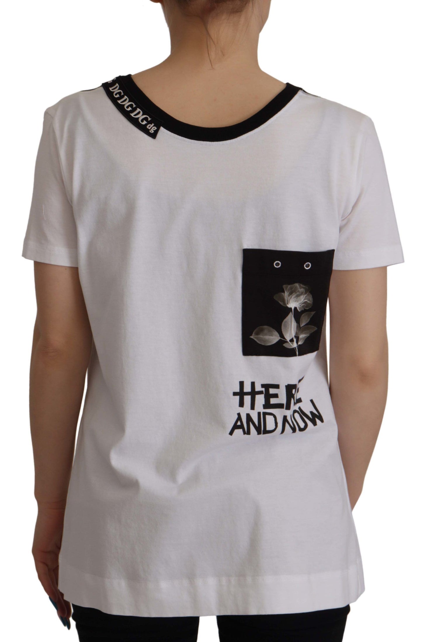 Dolce &amp; Gabbana – Weißes Baumwoll-T-Shirt mit Rundhalsausschnitt und Slogan-Print