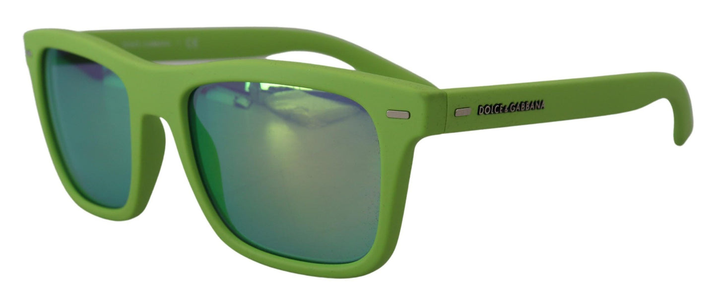 Dolce &amp; Gabbana DG6095 Acid Sonnenbrille mit Vollrandrahmen aus grünem Gummi