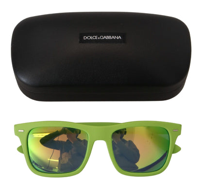 Dolce &amp; Gabbana DG6095 Acid Sonnenbrille mit Vollrandrahmen aus grünem Gummi
