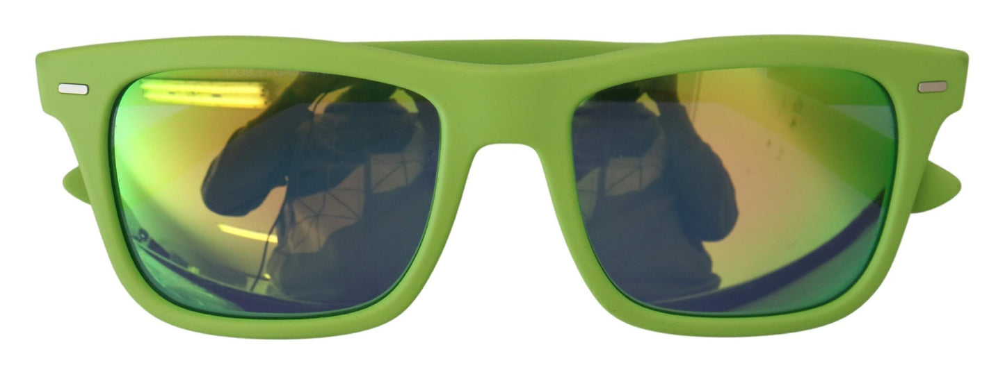 Dolce &amp; Gabbana DG6095 Acid Sonnenbrille mit Vollrandrahmen aus grünem Gummi