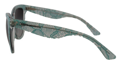 Dolce &amp; Gabbana – Runde Sonnenbrille DG4190 aus Acetat mit blauer Spitze und Kristallen