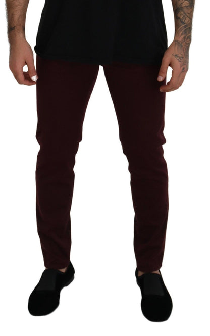 Dolce &amp; Gabbana Bordeauxfarbene Stretch-Jeans aus GOLD-Baumwolle