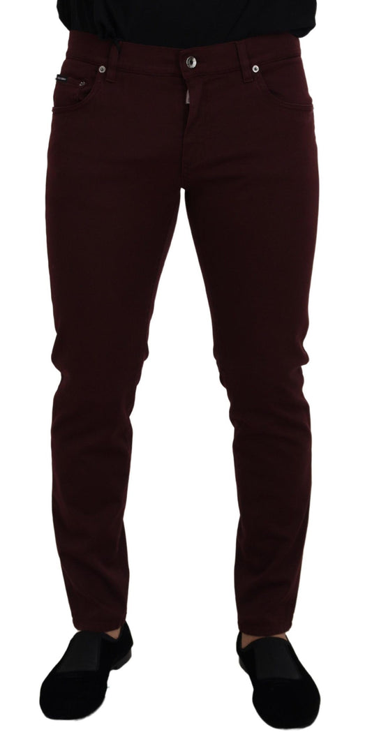 Dolce &amp; Gabbana Bordeauxfarbene Stretch-Jeans aus GOLD-Baumwolle