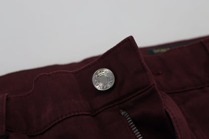 Dolce &amp; Gabbana Bordeauxfarbene Stretch-Jeans aus GOLD-Baumwolle