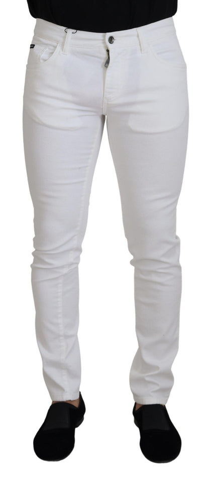 Dolce &amp; Gabbana, schmale Skinny-Jeans aus Stretch-Baumwolle in Weiß