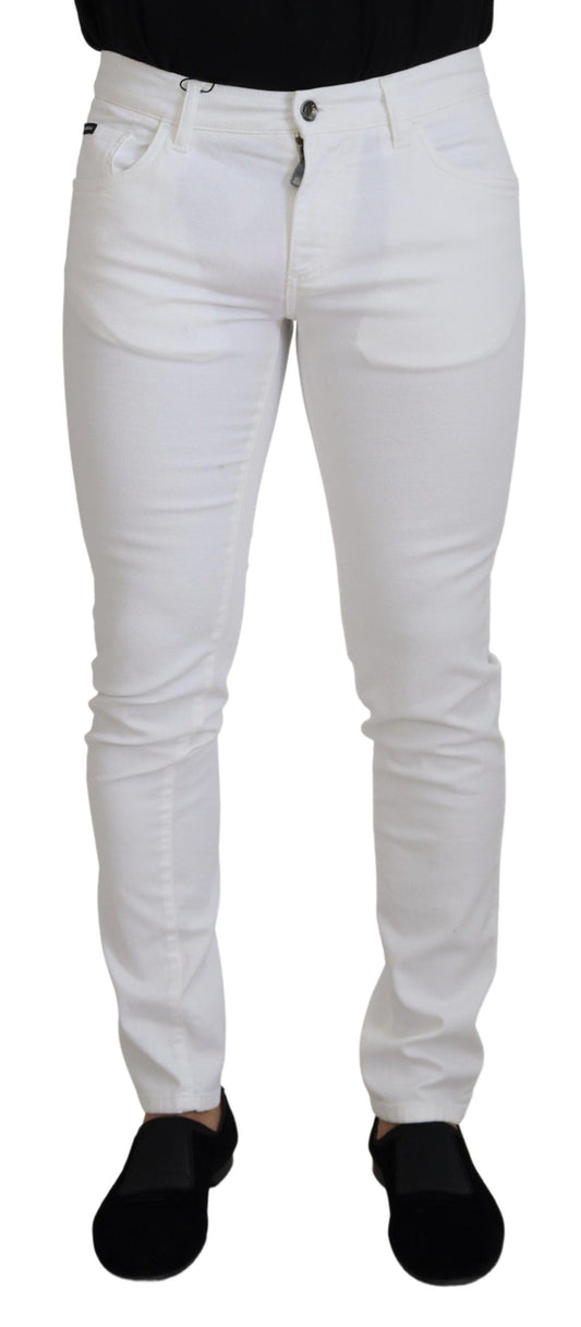 Dolce &amp; Gabbana, schmale Skinny-Jeans aus Stretch-Baumwolle in Weiß