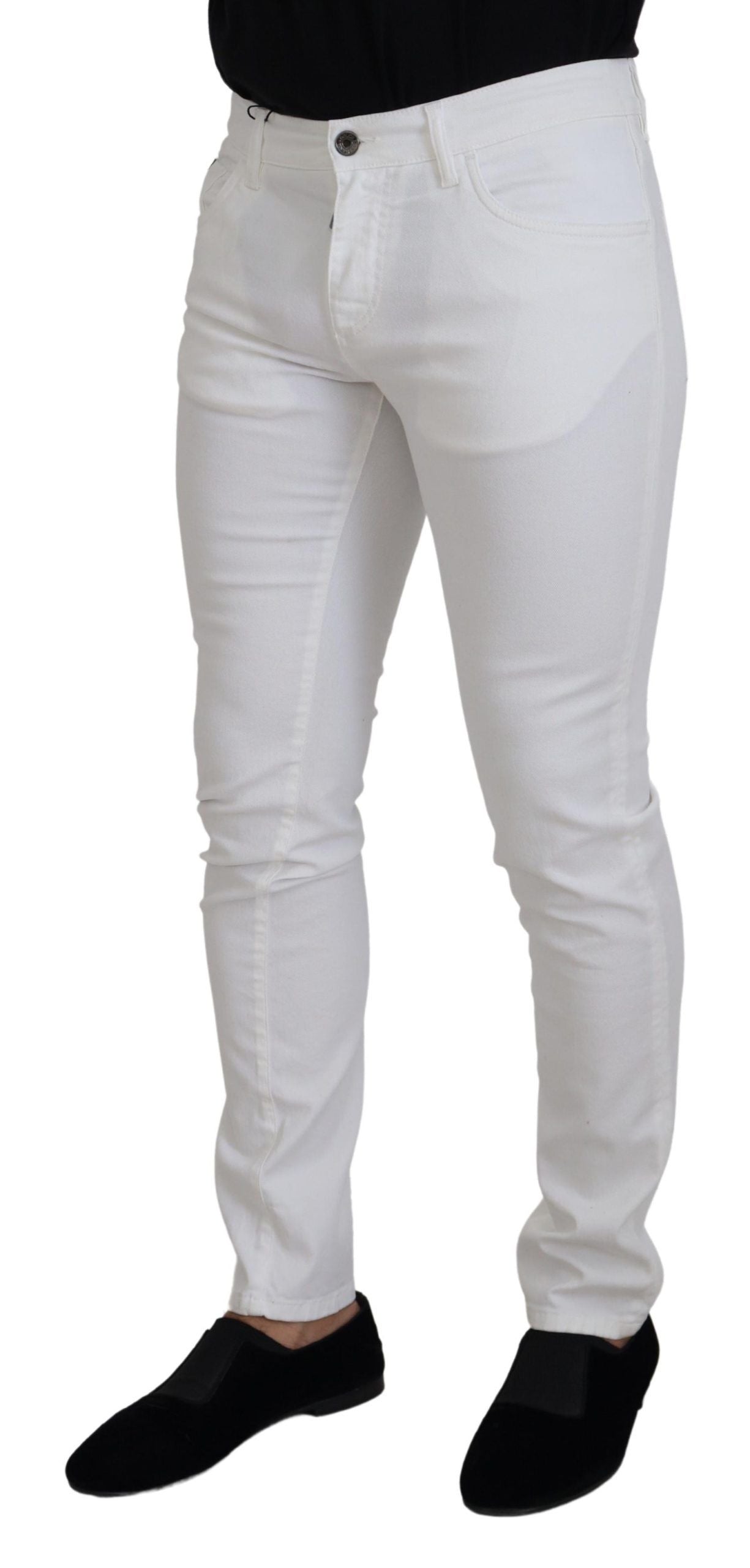 Dolce &amp; Gabbana, schmale Skinny-Jeans aus Stretch-Baumwolle in Weiß