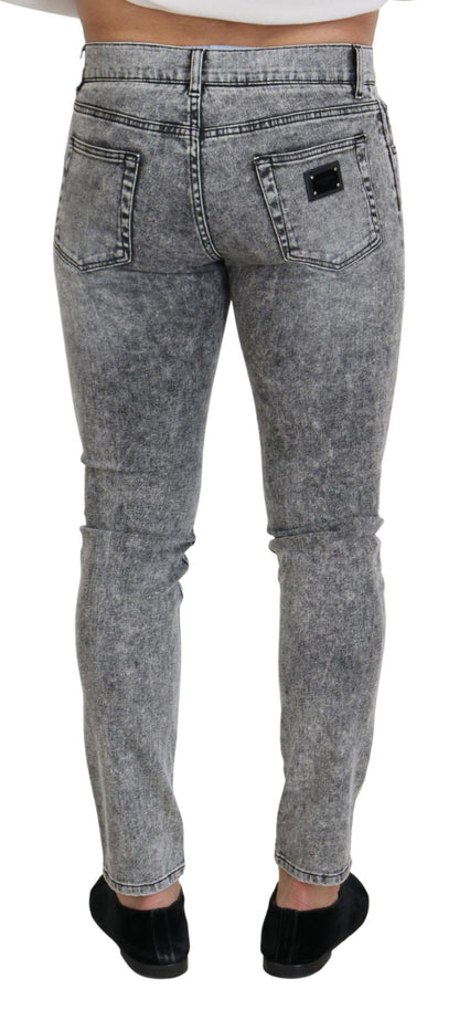 Dolce &amp; Gabbana – Graue Slim-Fit-Jeans aus Stretch-Baumwolle in Waschung