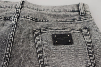 Dolce &amp; Gabbana – Graue Slim-Fit-Jeans aus Stretch-Baumwolle in Waschung