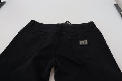 Dolce &amp; Gabbana – Lockere, normale Jeans aus zerrissener Baumwolle in Schwarz