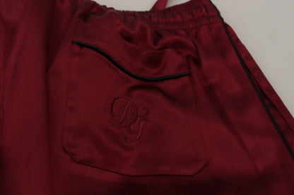 Dolce &amp; Gabbana Bordeauxrote Seiden-Schlafanzughose DG