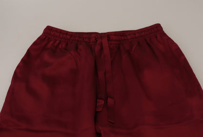 Dolce &amp; Gabbana Bordeauxrote Seiden-Schlafanzughose DG