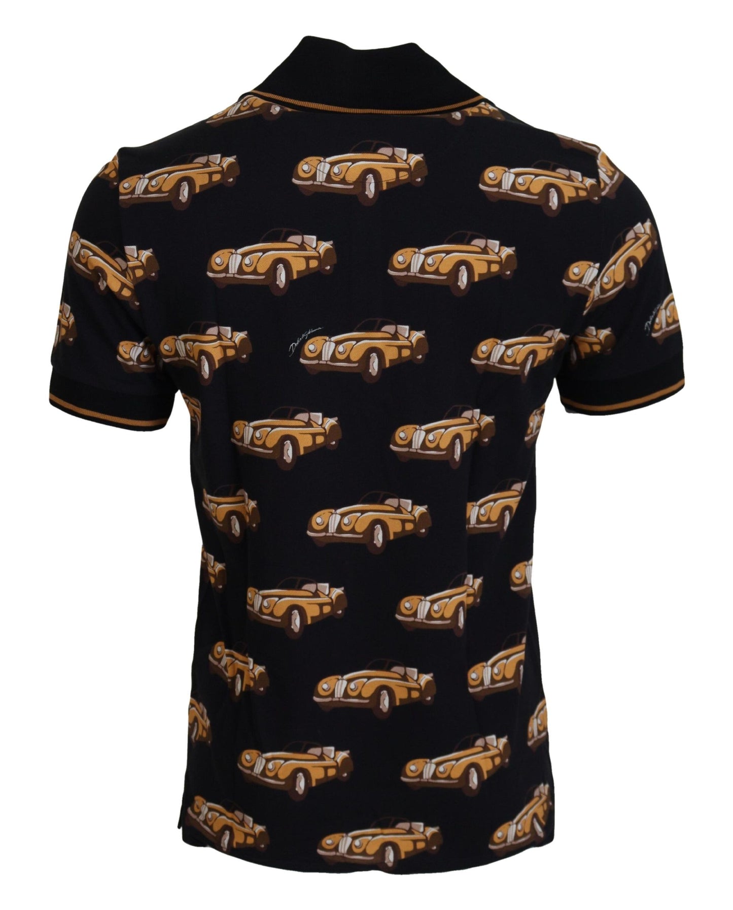Dolce &amp; Gabbana – Schwarzes Poloshirt mit Auto-Print und kurzen Ärmeln