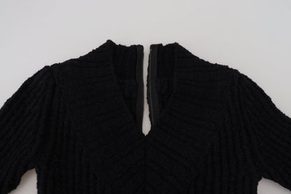 Dolce &amp; Gabbana Black Wool Knitted Sheath Sweater Dress