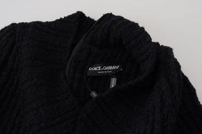 Dolce &amp; Gabbana Black Wool Knitted Sheath Sweater Dress