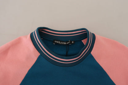 Dolce &amp; Gabbana Blau-Pink Queen Pailletten-Kristallpullover