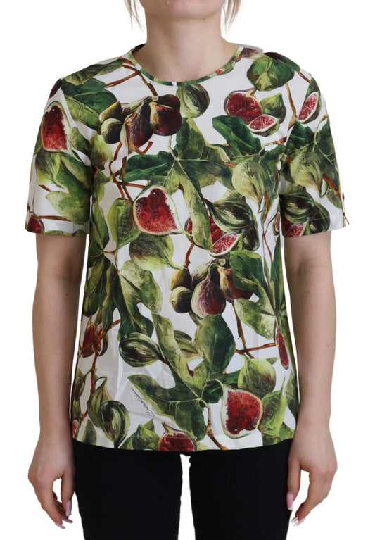 Dolce &amp; Gabbana Rundhals-Baumwoll-Top-Bluse Obst-T-Shirt