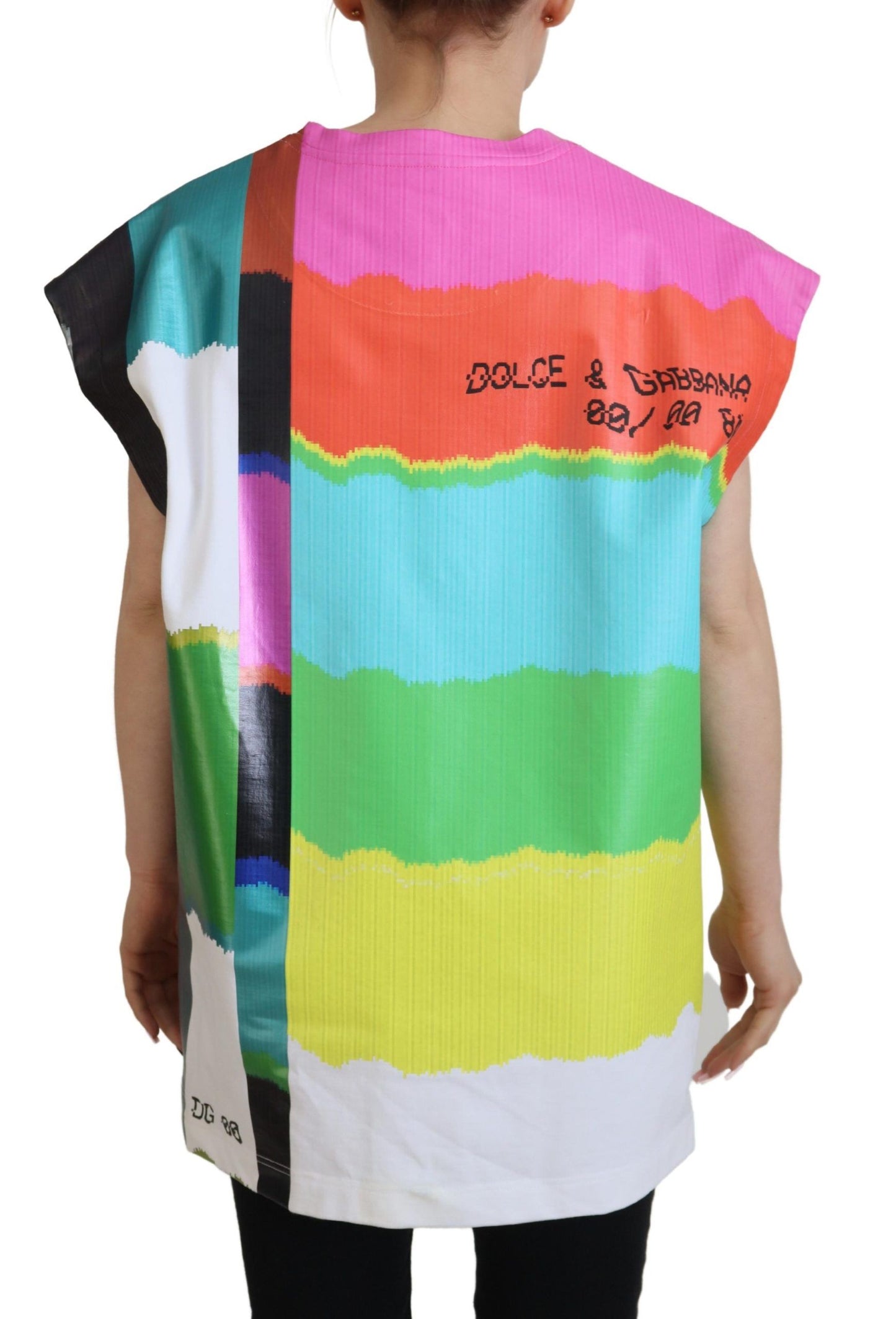 Dolce &amp; Gabbana Mehrfarbiges Baumwoll-T-Shirt mit TV-Print