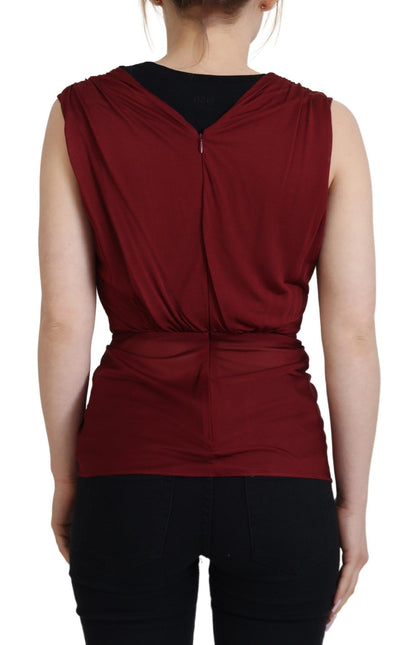 Dolce &amp; Gabbana Bordeaux Seidenstretch-Top-Westenbluse