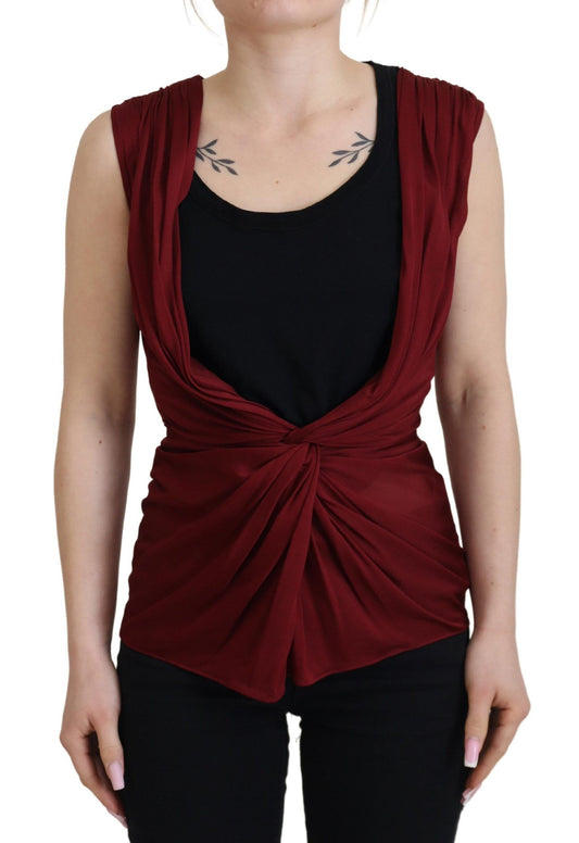 Dolce &amp; Gabbana Bordeaux Seidenstretch-Top-Westenbluse