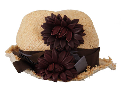 Dolce &amp; Gabbana – Strohhut mit gelbem Band und Blumenverzierung