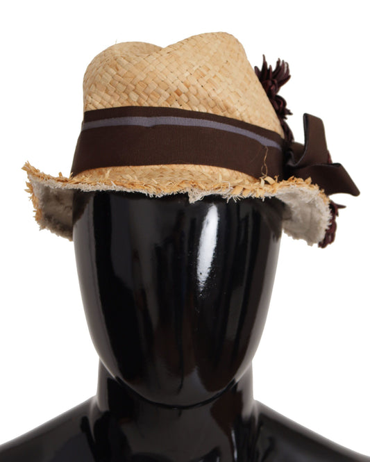 Dolce &amp; Gabbana – Strohhut mit gelbem Band und Blumenverzierung