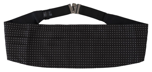 Dolce &amp; Gabbana Black Polka Dot Wide Waist Men Belt Cummerband