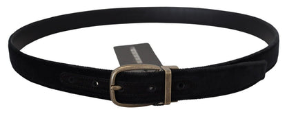 Dolce &amp; Gabbana Schwarze Samtleder-Antik-Metallschnalle 