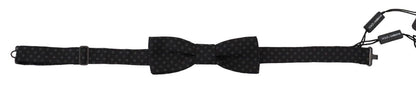 Dolce &amp; Gabbana – Schwarze Papillon-Fliege aus Seide mit verstellbarem Halsausschnitt und Muster
