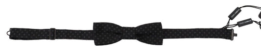 Dolce &amp; Gabbana – Schwarze Papillon-Fliege aus Seide mit verstellbarem Halsausschnitt und Muster