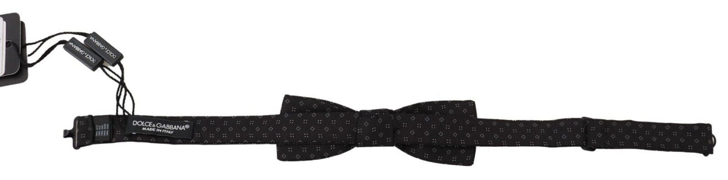 Dolce &amp; Gabbana – Schwarze Papillon-Fliege aus Seide mit verstellbarem Halsausschnitt und Muster