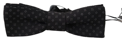 Dolce &amp; Gabbana – Schwarze Papillon-Fliege aus Seide mit verstellbarem Halsausschnitt und Muster