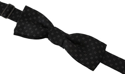 Dolce &amp; Gabbana Schwarze Seidenkrawatte mit Muster für Herren