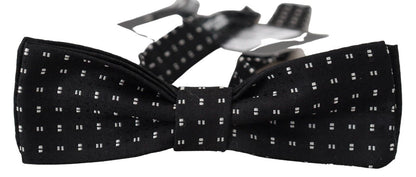 Dolce &amp; Gabbana – Schwarze Seidenfliege mit gemustertem Papillon-Accessoire