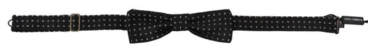 Dolce &amp; Gabbana – Schwarze Seidenfliege mit gemustertem Papillon-Accessoire