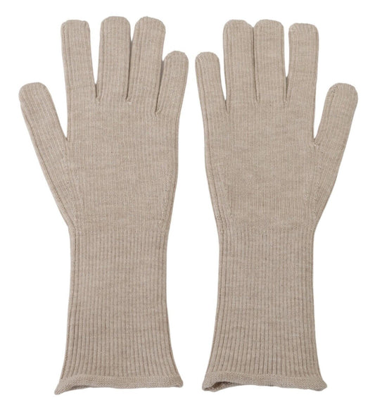 Dolce &amp; Gabbana Elfenbeinfarbene Herrenhandschuhe aus Kaschmir und Seide