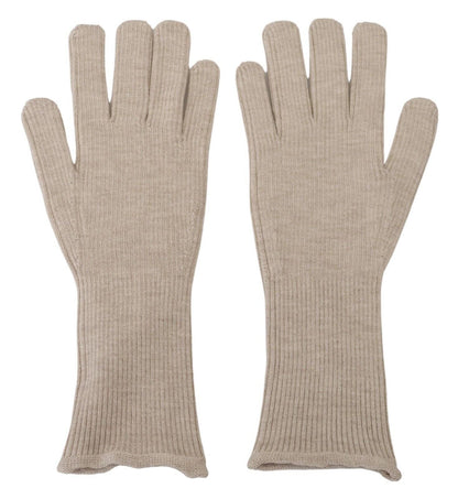 Dolce &amp; Gabbana Elfenbeinfarbene Herrenhandschuhe aus Kaschmir und Seide