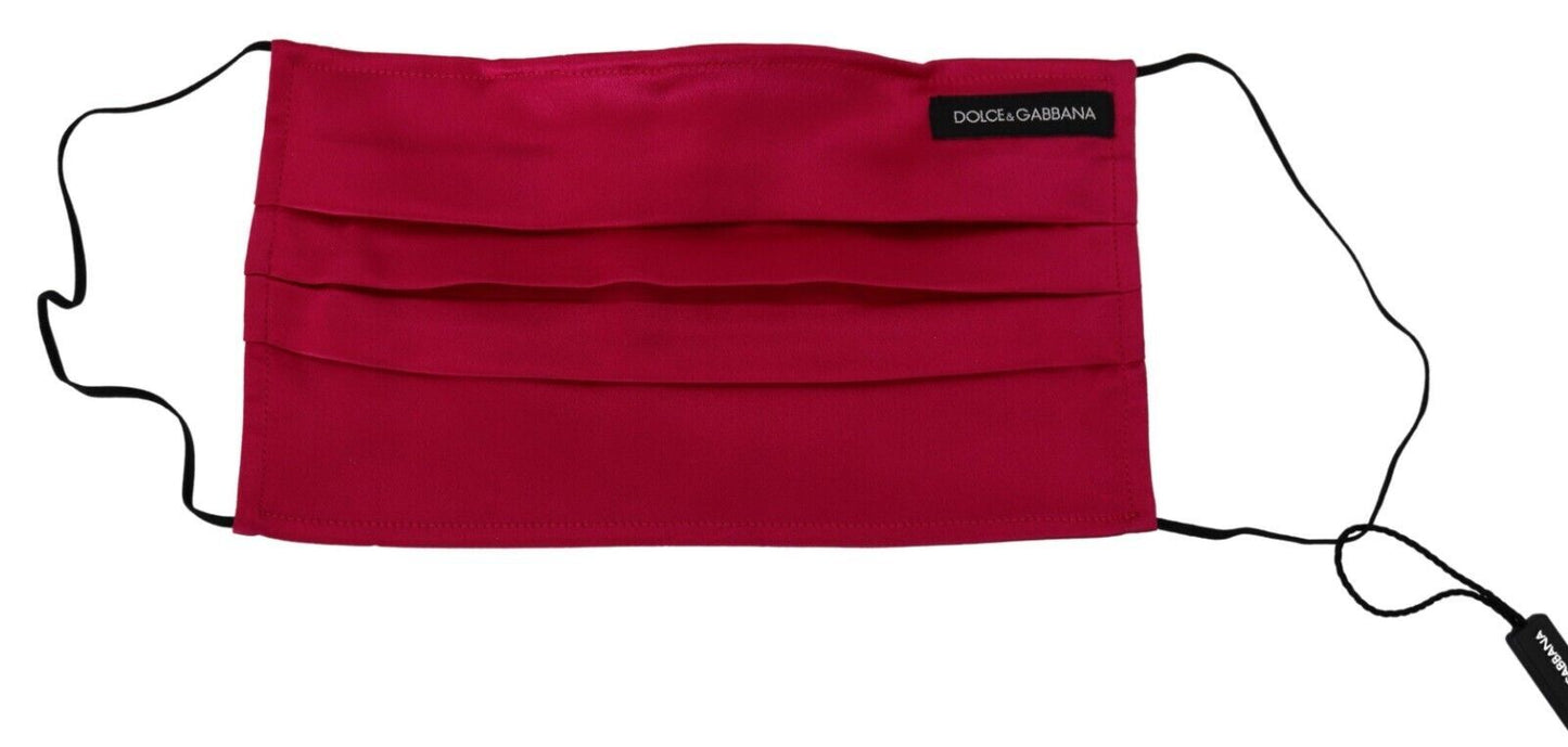 Dolce &amp; Gabbana Red Cotton Pleated Elastic Ear Strap One Size Face Mask
