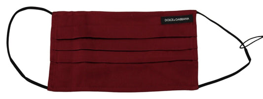Dolce &amp; Gabbana Maroon Silk Pleated Elastic Ear Strap One Size Face Mask