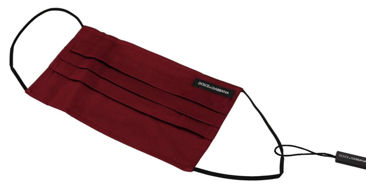Dolce &amp; Gabbana Maroon Silk Pleated Elastic Ear Strap One Size Face Mask